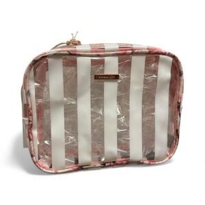Sonia Joy Striped Cosmetic Bag in Pink and White